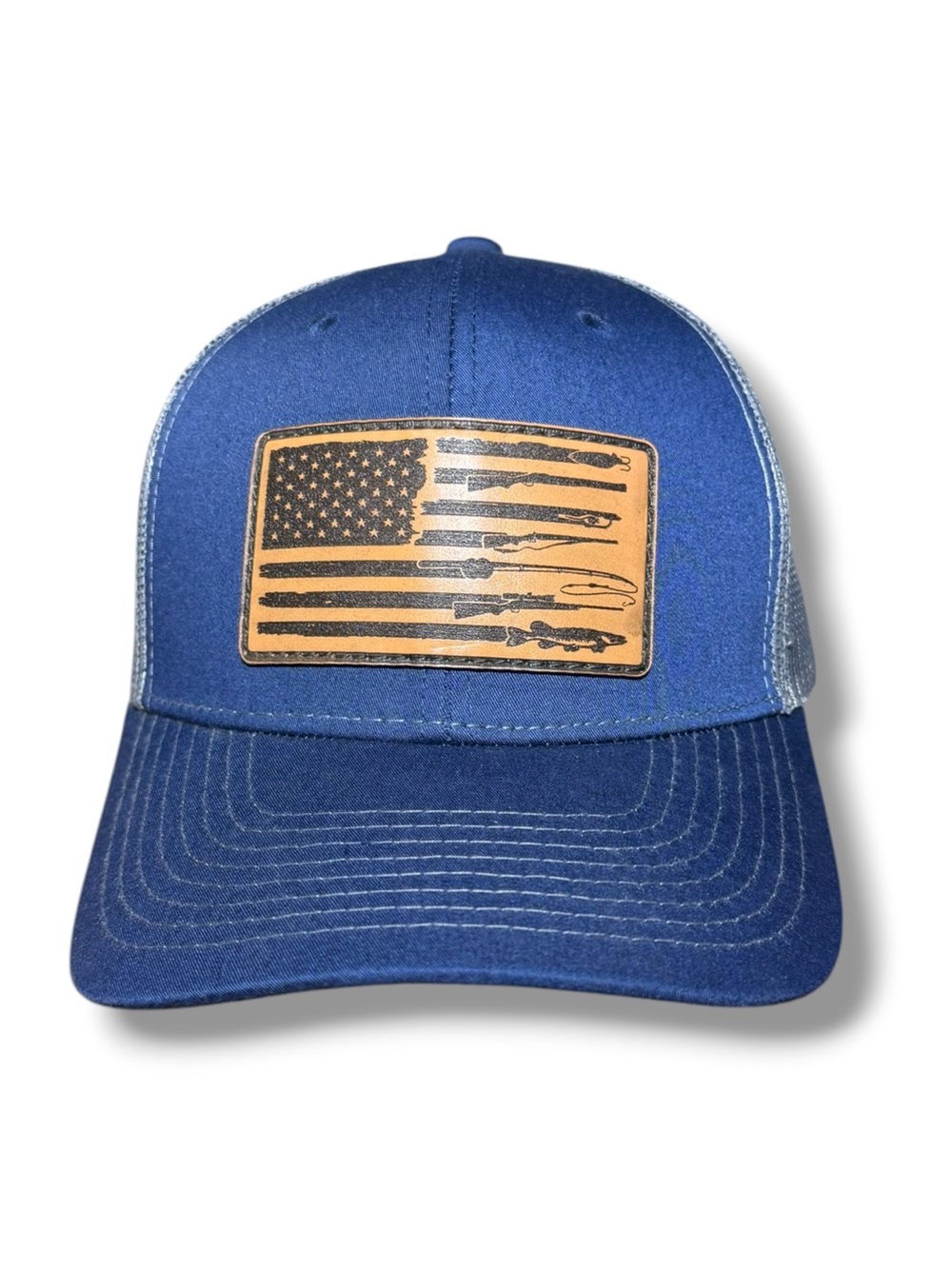 Cobra Brand Trucker Hat with American Flag Navy Gray